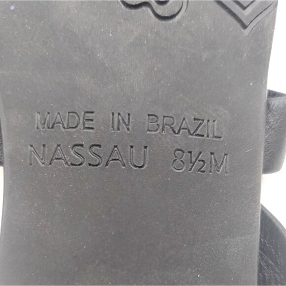 Brighton Nassau Black Leather Low Heel Slide Sandals 8.5M Silver Plated Crystal - Picture 9 of 11